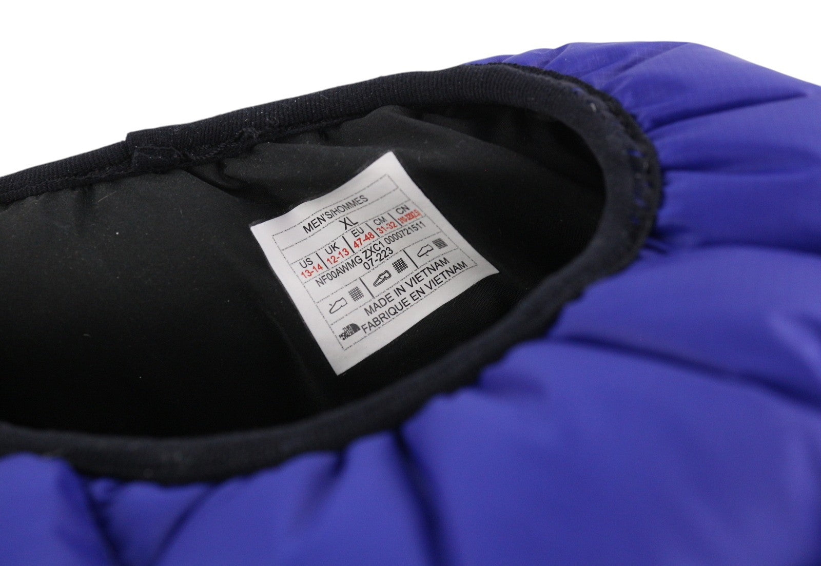 „THE NORTH FACE NSE“ palapinės-mulo vyriški batai su plokščiapadžiais gobtuvais, 47/48 dydžio, mėlyni ir juodi, dygsniuoti šlepečiai su logotipu. 