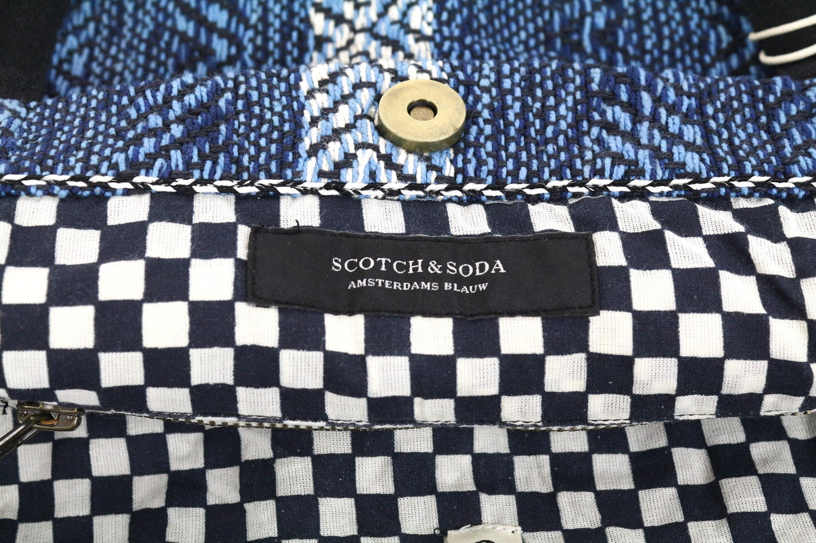 SCOTCH &amp; SODA Ams Blauw moteriškas krepšys OS mėlynos spalvos raštuotas laisvalaikio rankinukas su kutais rankena 