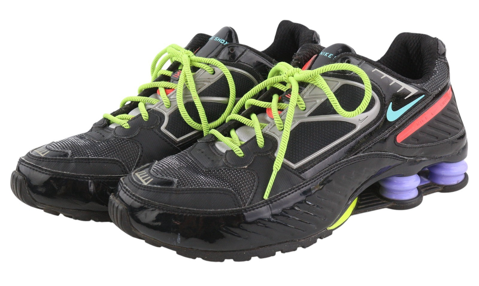 NIKE SHOX vyriški sportbačiai, žemapadžiai, suvarstomi, migdolų nosimis, EU42.5, juodi 