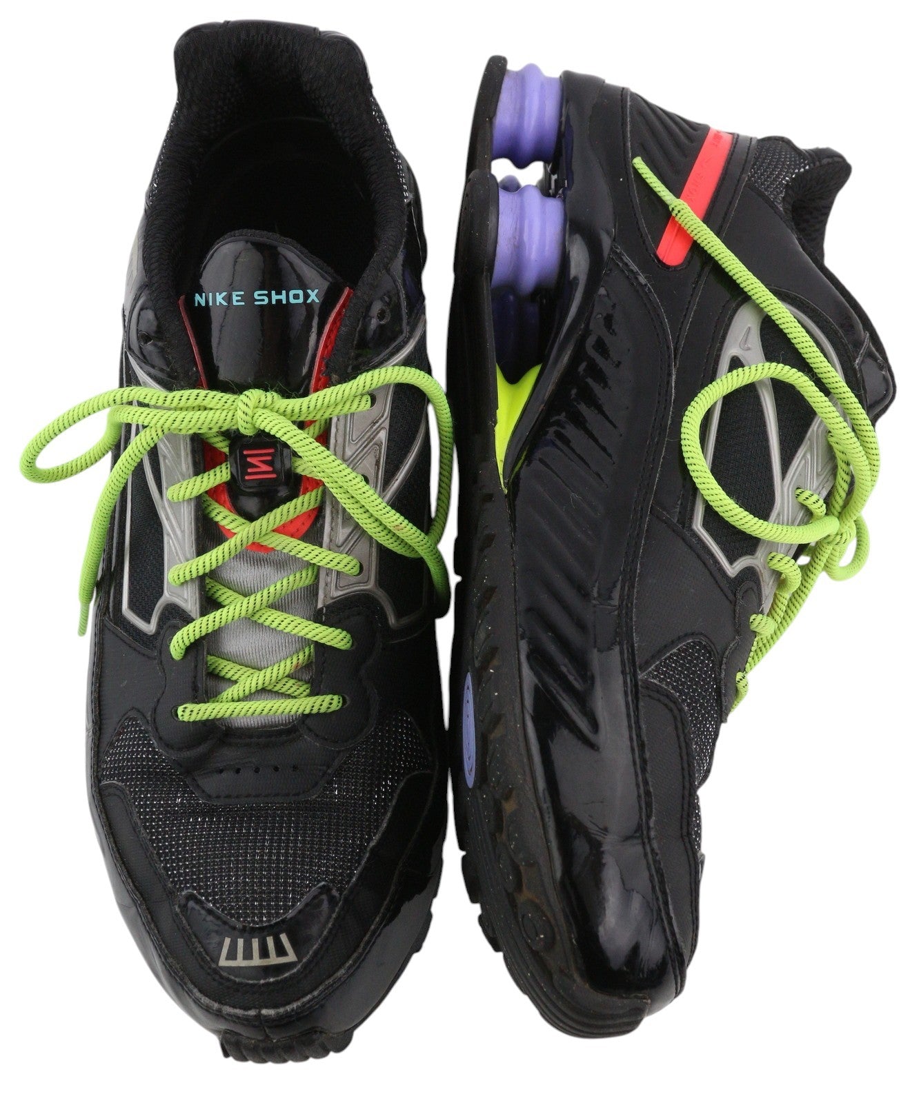 NIKE SHOX vyriški sportbačiai, žemapadžiai, suvarstomi, migdolų nosimis, EU42.5, juodi 