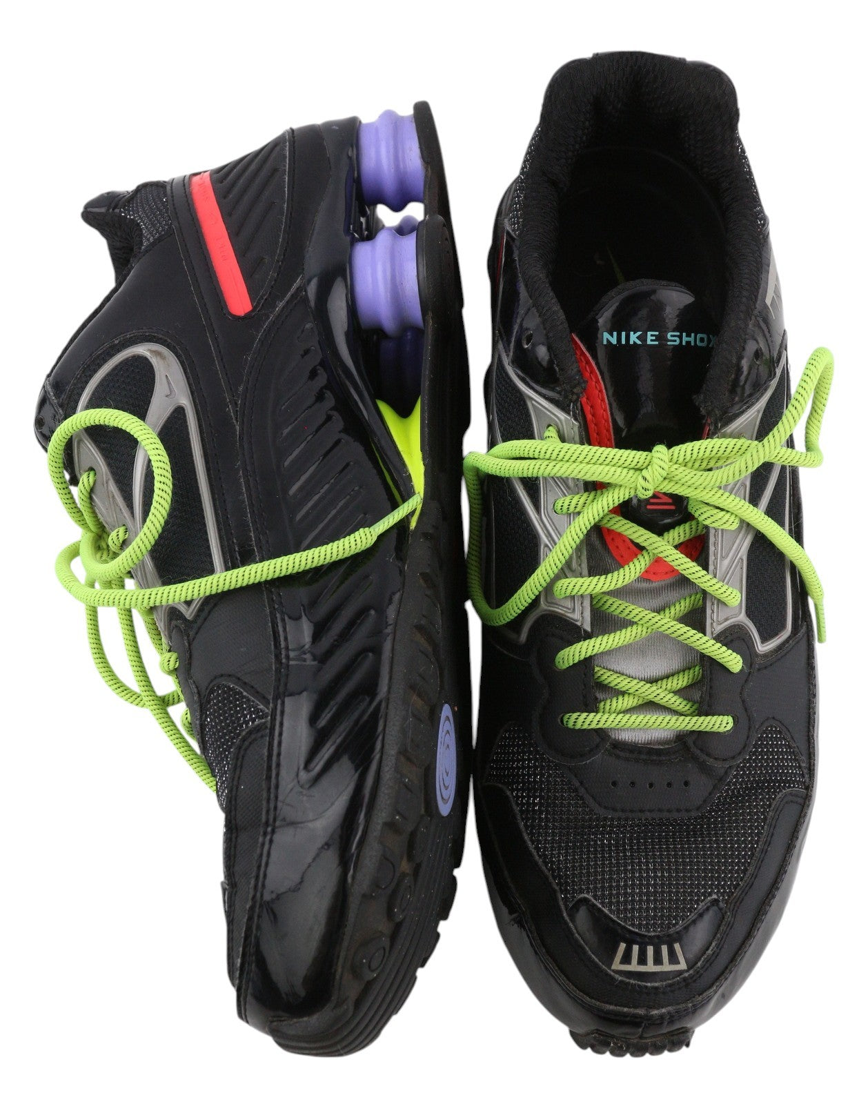 NIKE SHOX vyriški sportbačiai, žemapadžiai, suvarstomi, migdolų nosimis, EU42.5, juodi 