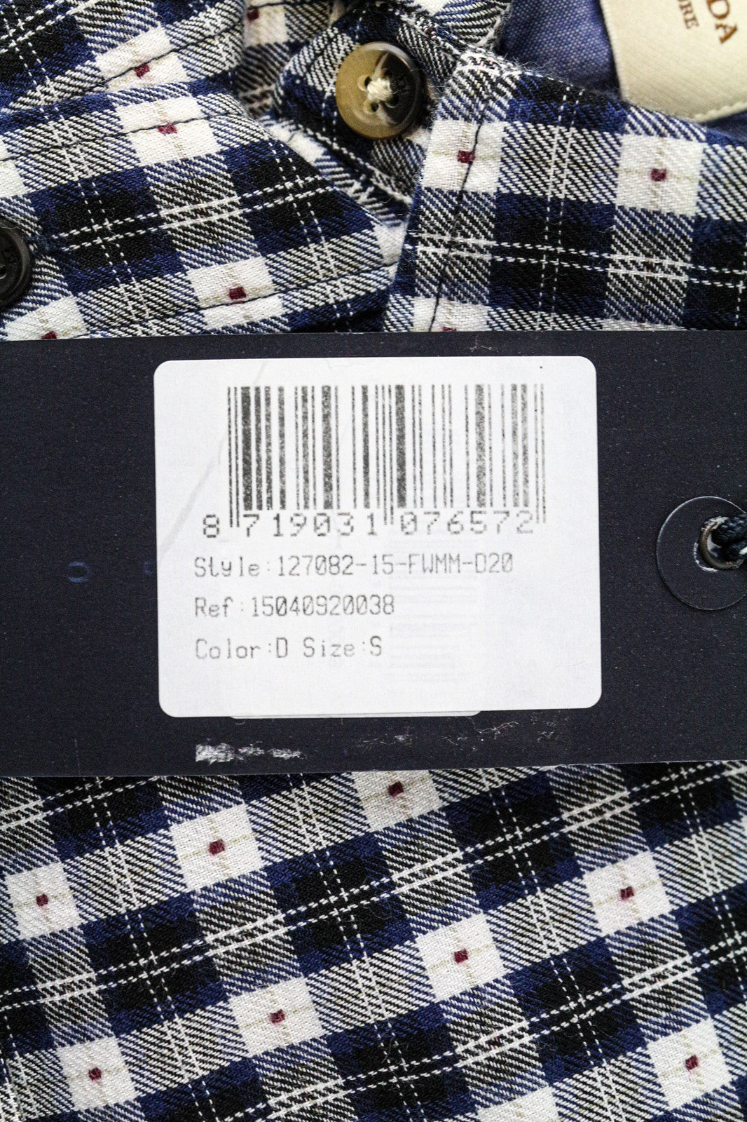 SCOTCH &amp; SODA vyriški marškiniai su tamsiai mėlynais languotais languotais medvilnės užsegimais S dydžio