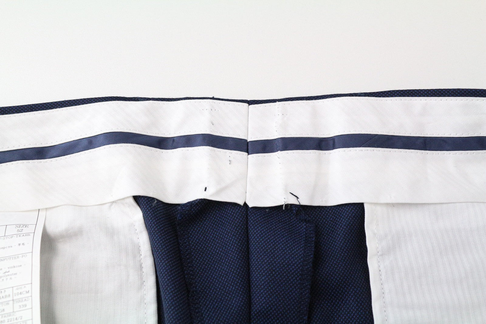 SUITSUPPLY Brescia Men's Pants UK36R Blue Slim Fit Wool Bird's Eye Check Lined