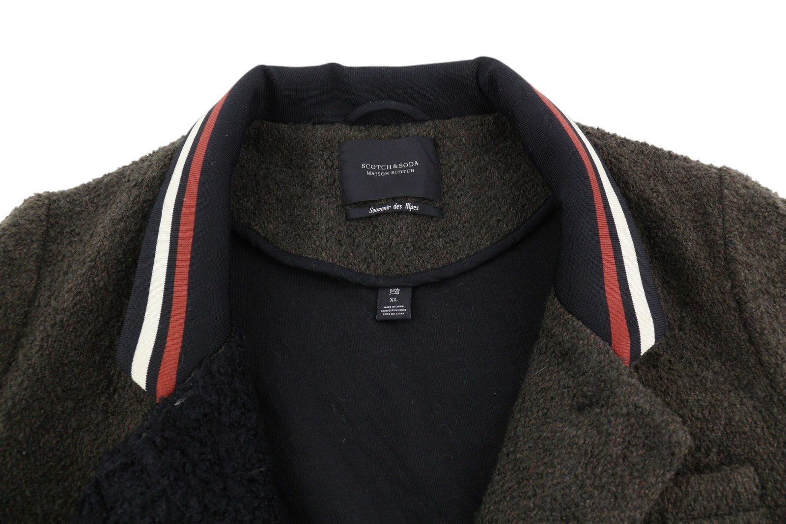 MAISON SCOTCH moteriškas paltas XL dydžio rudas vilnos mišinio paltas su sagomis, be pamušalo, vidutinio ilgio. 