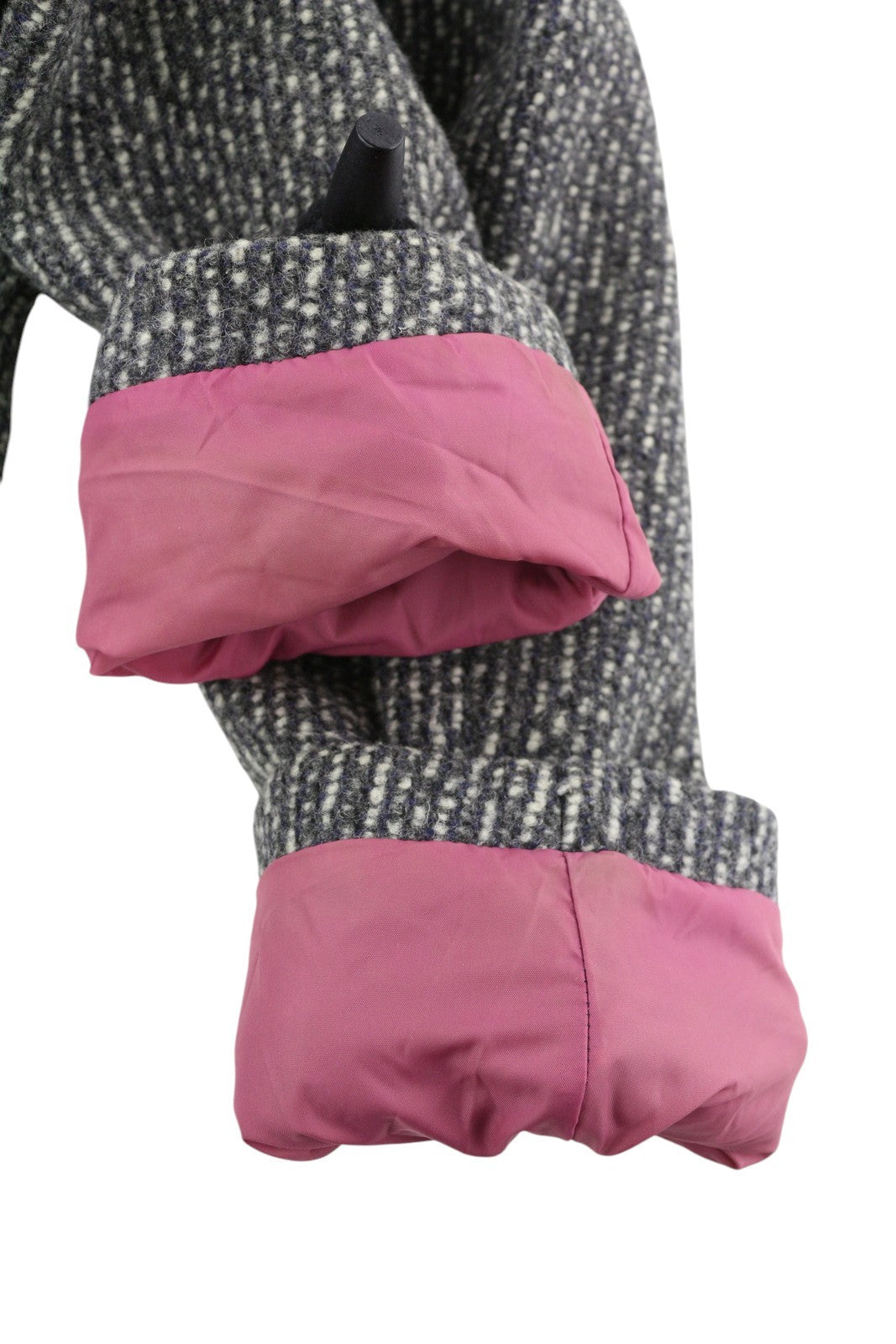 GAASTRA moteriškas paltas M melanžo rašto su vilnos mišinio aukštu kaklu, vidutinio ilgio su logotipu 