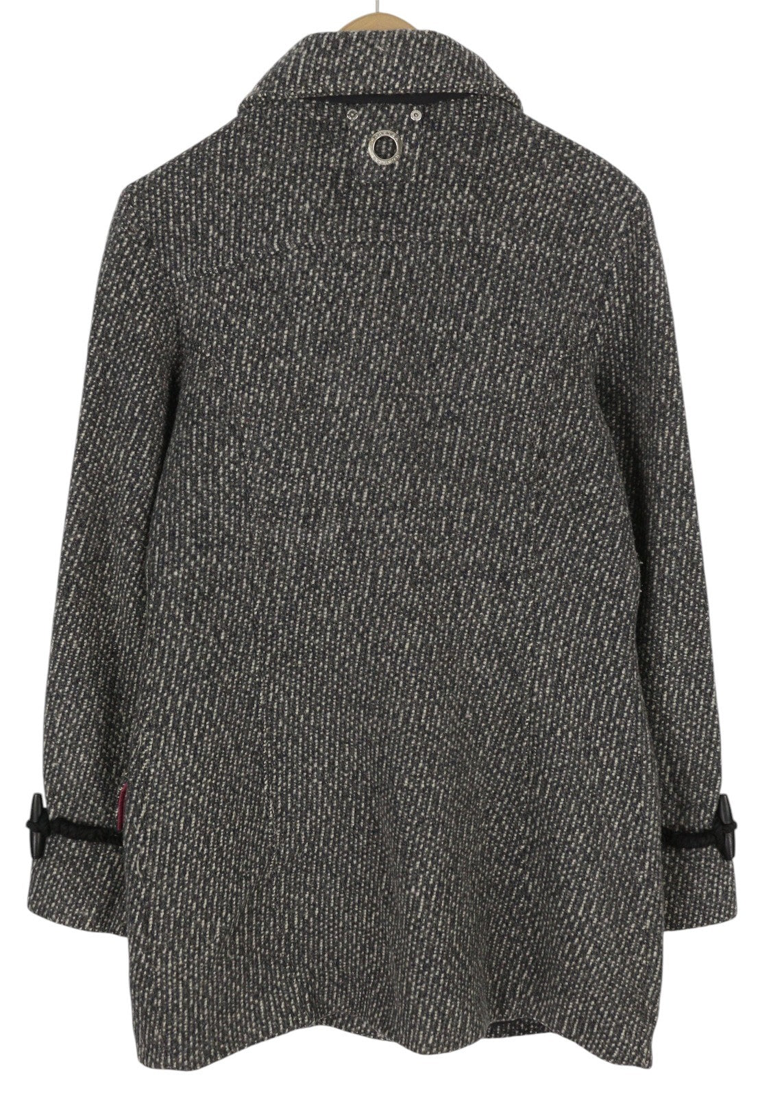 GAASTRA moteriškas paltas M melanžo rašto su vilnos mišinio aukštu kaklu, vidutinio ilgio su logotipu 