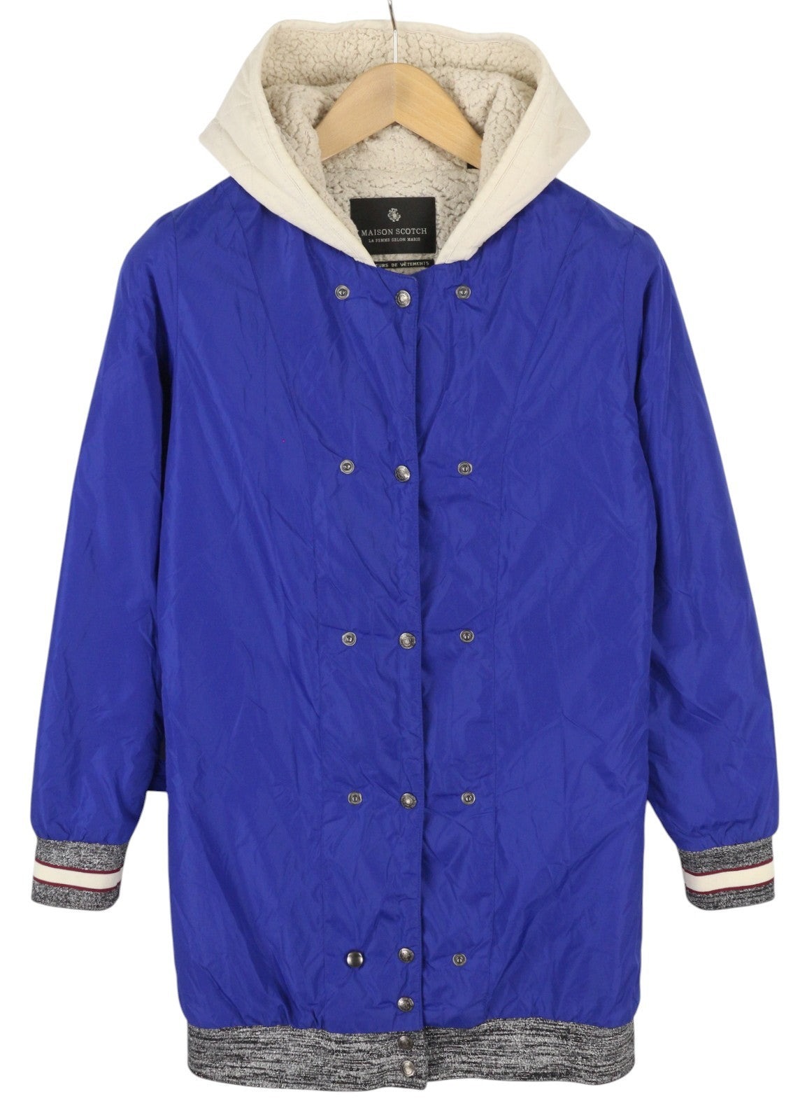 MAISON SCOTCH moteriška striukė XS, mėlyna, su spaudėmis, ilgarankovė, lengva. 