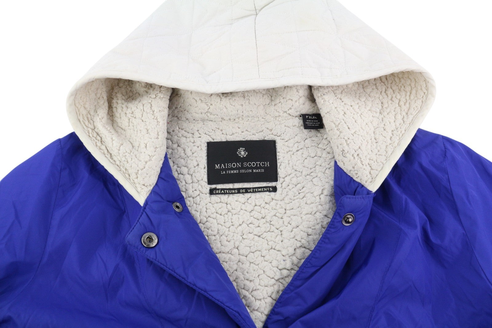 MAISON SCOTCH moteriška striukė XS, mėlyna, su spaudėmis, ilgarankovė, lengva. 