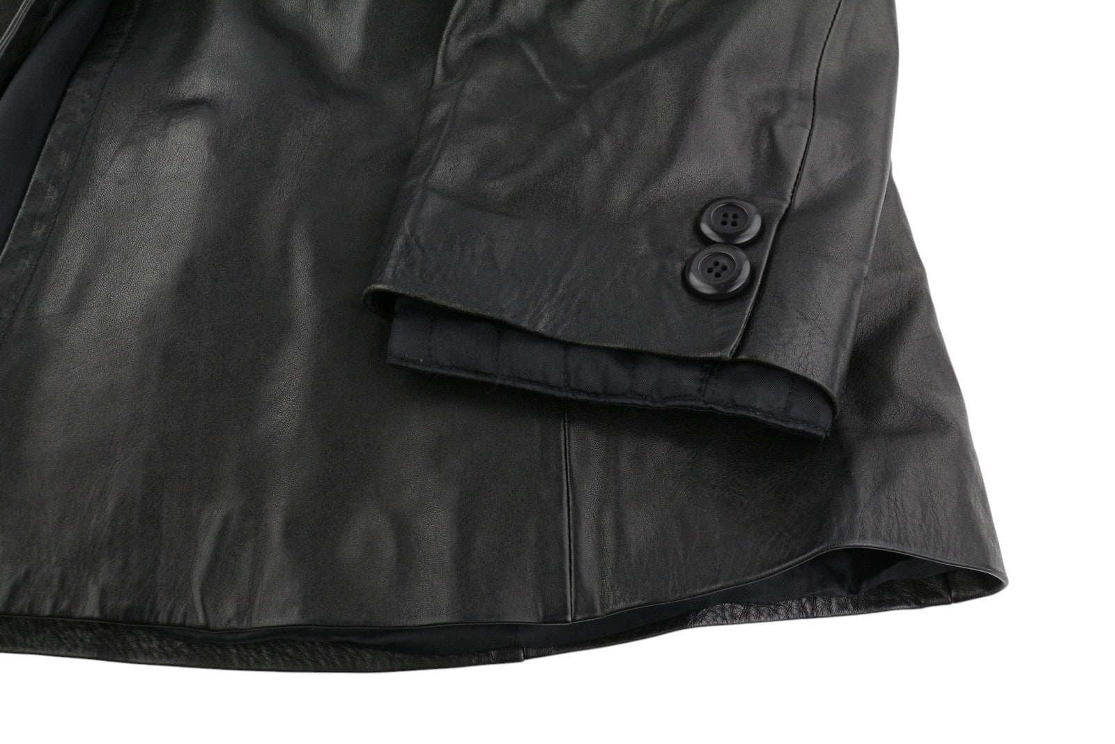 MARINA RINALDI moteriška striukė ~M vintažinė juoda tikros odos paltas be pamušalo 