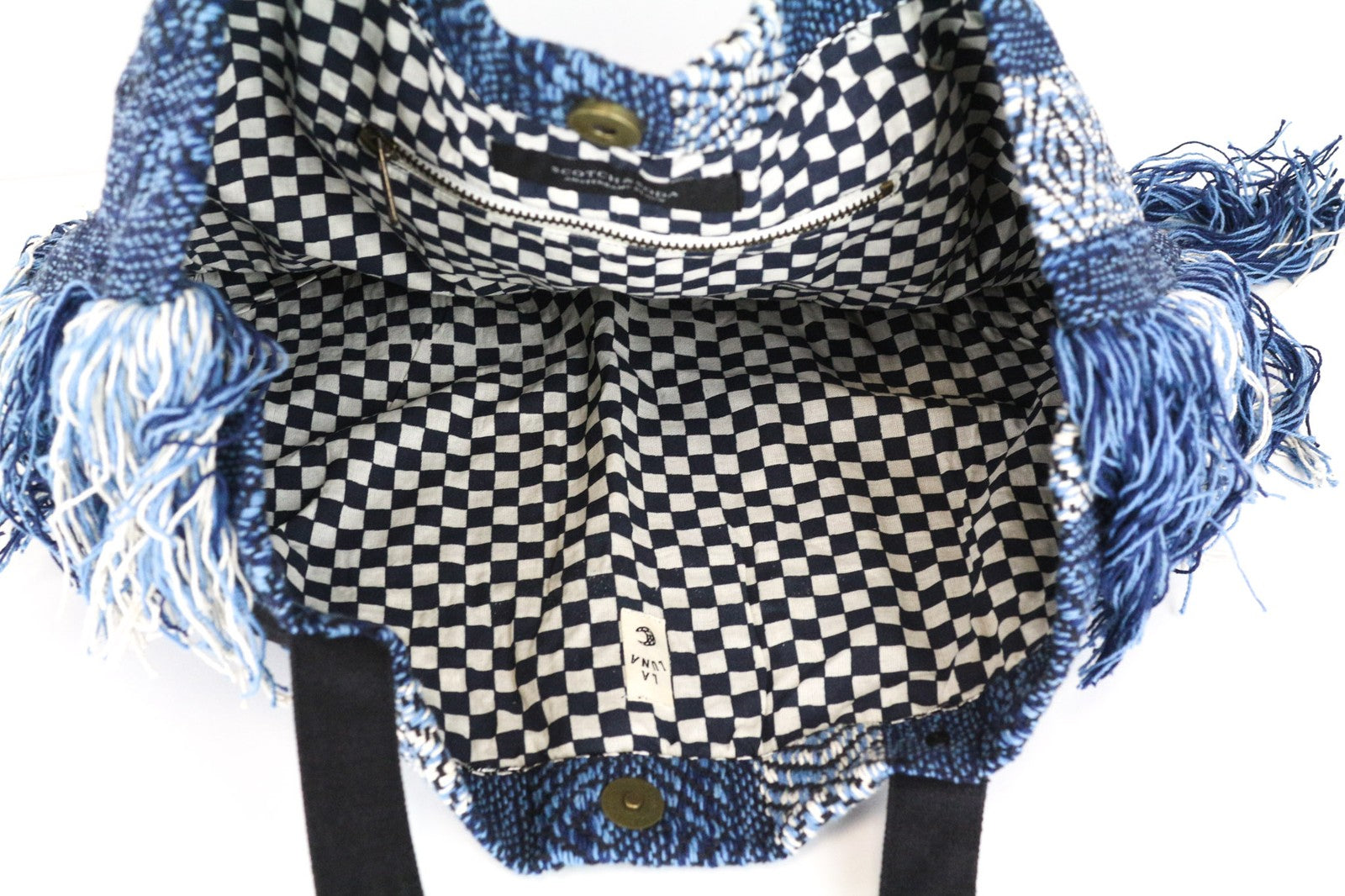 SCOTCH &amp; SODA moteriška rankinė, vieno dydžio, šviesiai mėlyna, megzta, su logotipu ir pamušalu. 