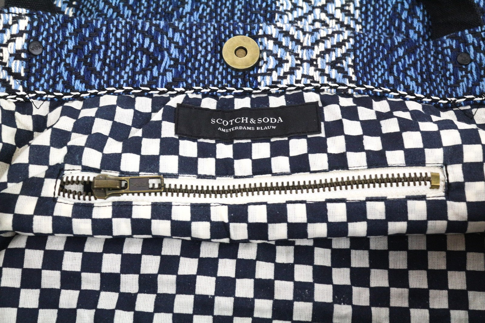 SCOTCH &amp; SODA moteriška rankinė, vieno dydžio, šviesiai mėlyna, raštuota, su logotipu, pamušalu ir kutais. 