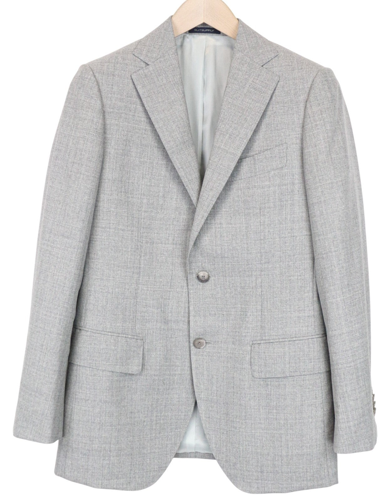 SUITSUPPLY Lazio Men's Suit UK34R Grey Tropical Melange Slim 2Pc Pure Wool