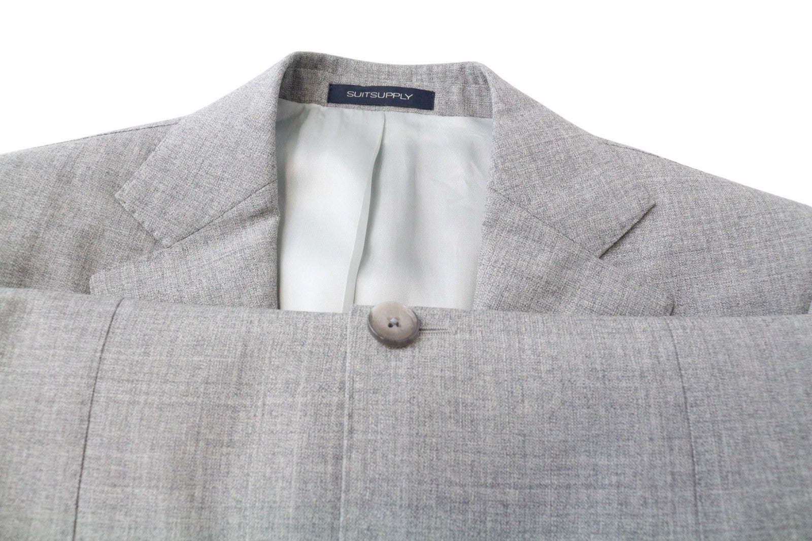 SUITSUPPLY Lazio Men's Suit UK34R Grey Tropical Melange Slim 2Pc Pure Wool