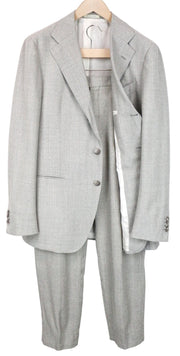 SUITSUPPLY Havana Jetted Men's Suit UK44R Grey Melange Pure Wool Slim 2-Piece