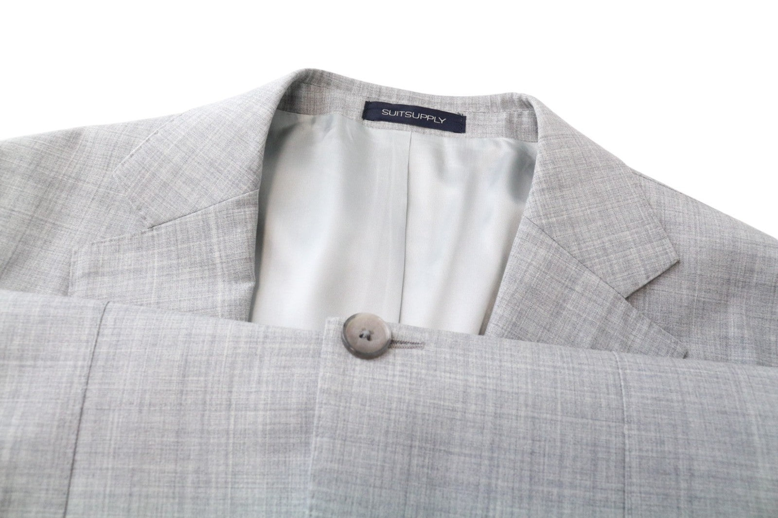 SUITSUPPLY Havana Patch Men's Suit UK38R Grey Melange Wool Slim 2Pc S120s