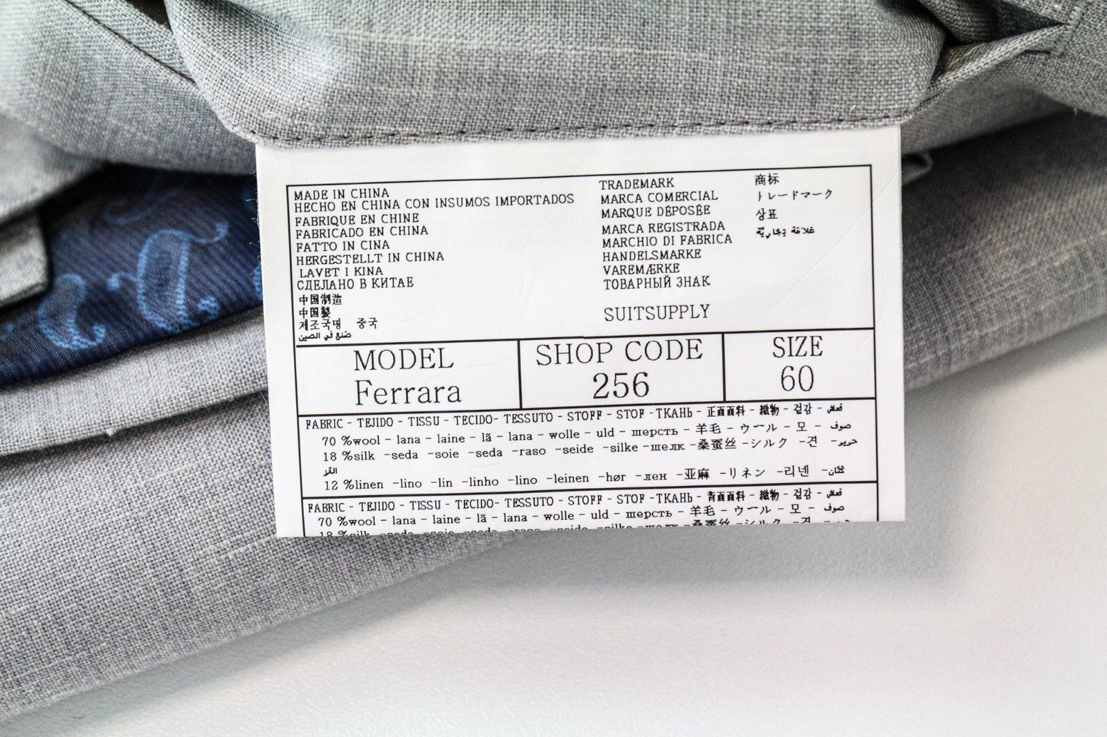SUITSUPPLY Havana Jetted Men's Suit UK50R Grey Melange Slim 3pc Wool Silk Linen
