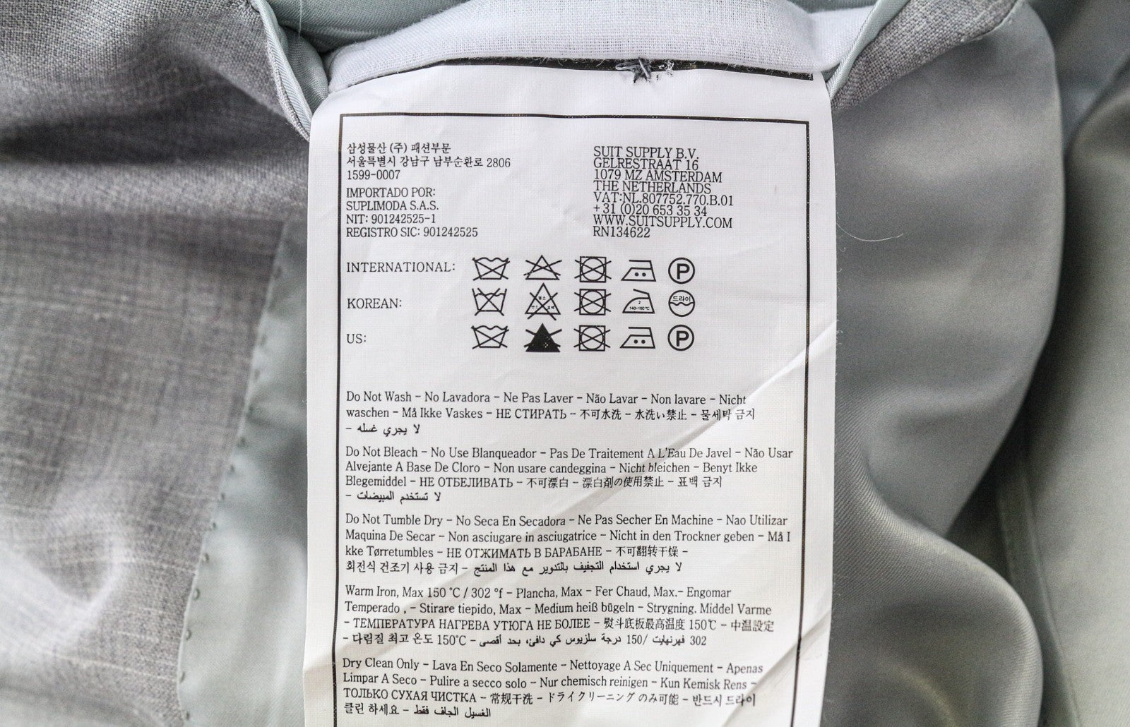 SUITSUPPLY Havana Jetted Men's Suit UK46R Grey Melange Wool Slim 2Pc Silk Linen