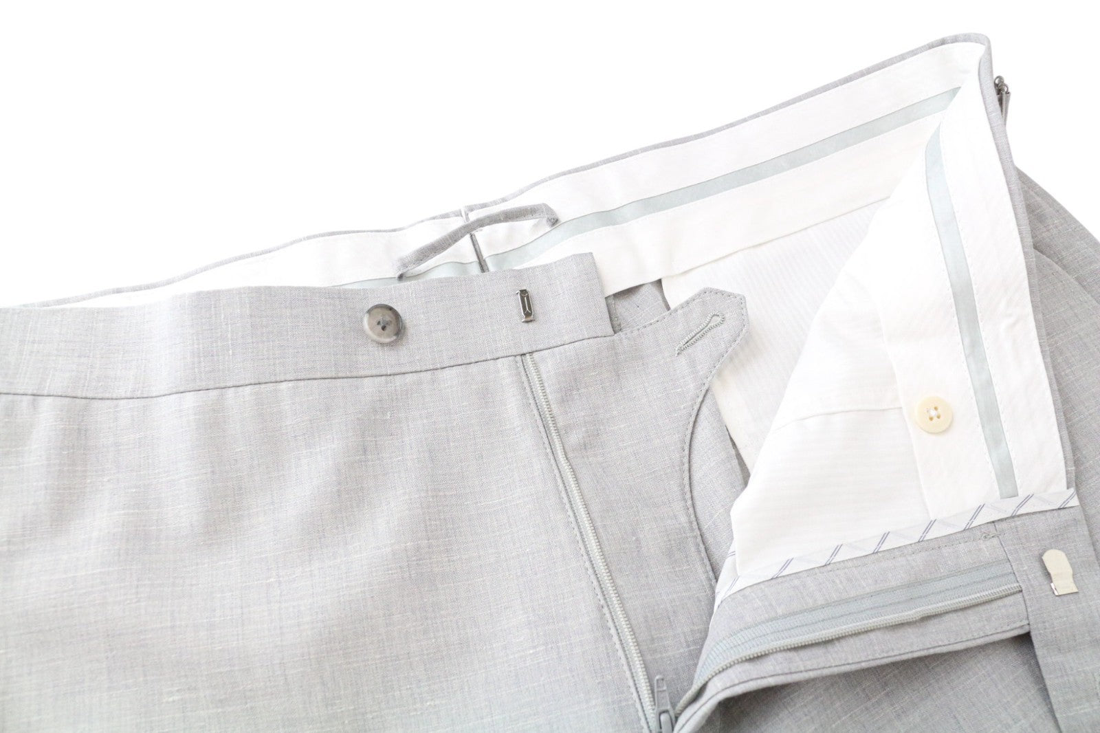 SUITSUPPLY Havana Jetted Men's Suit UK46R Grey Melange Wool Slim 2Pc Silk Linen