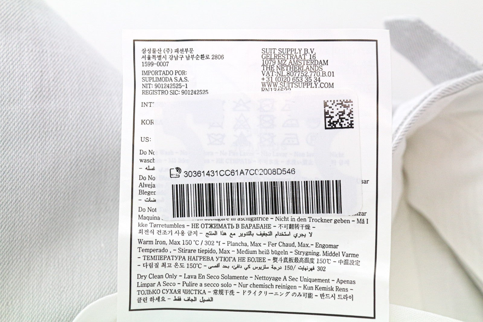 SUITSUPPLY Havana Patch Men's Suit UK38R Grey Slim Half-Lined Linen Cotton 2Pc