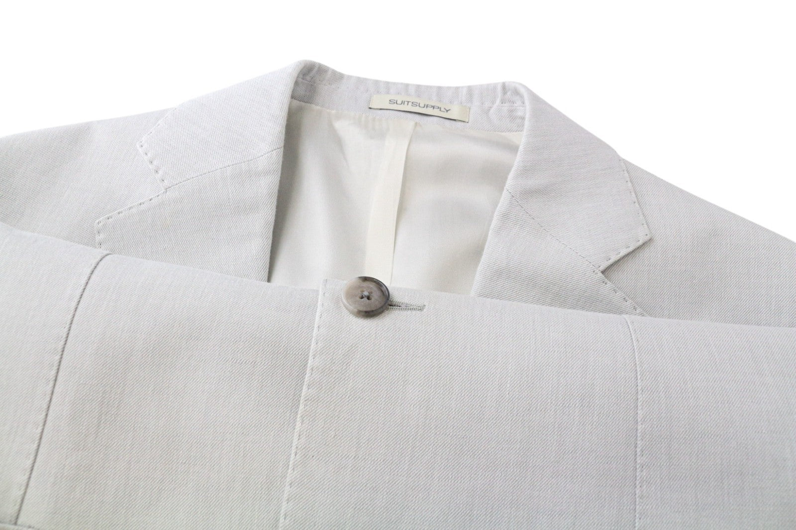 SUITSUPPLY Havana Patch Men's Suit UK38R Grey Slim Half-Lined Linen Cotton 2Pc