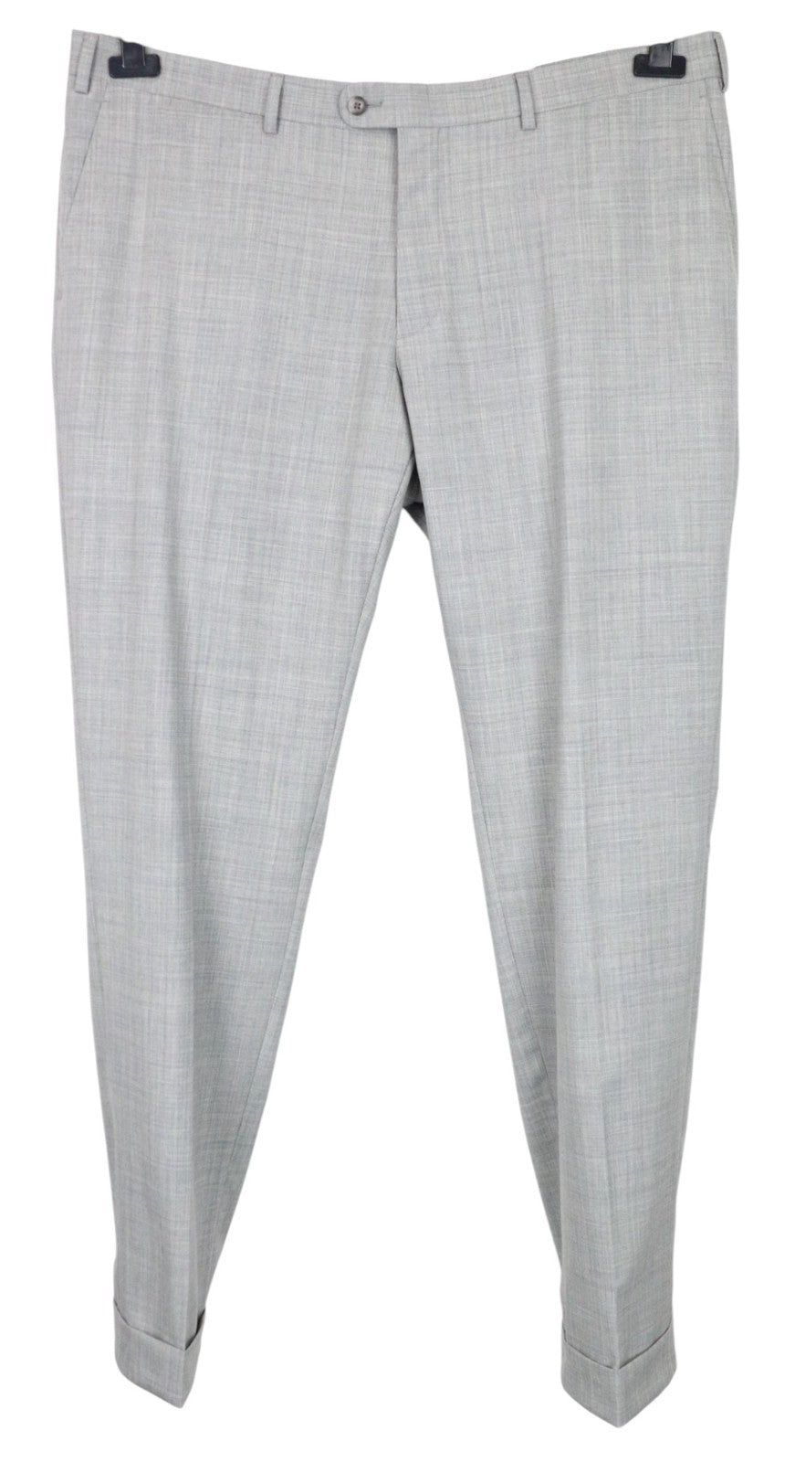 SUITSUPPLY Soho Turn Up Men's Trousers UK44R Grey Melange Wool Flat Slim Front