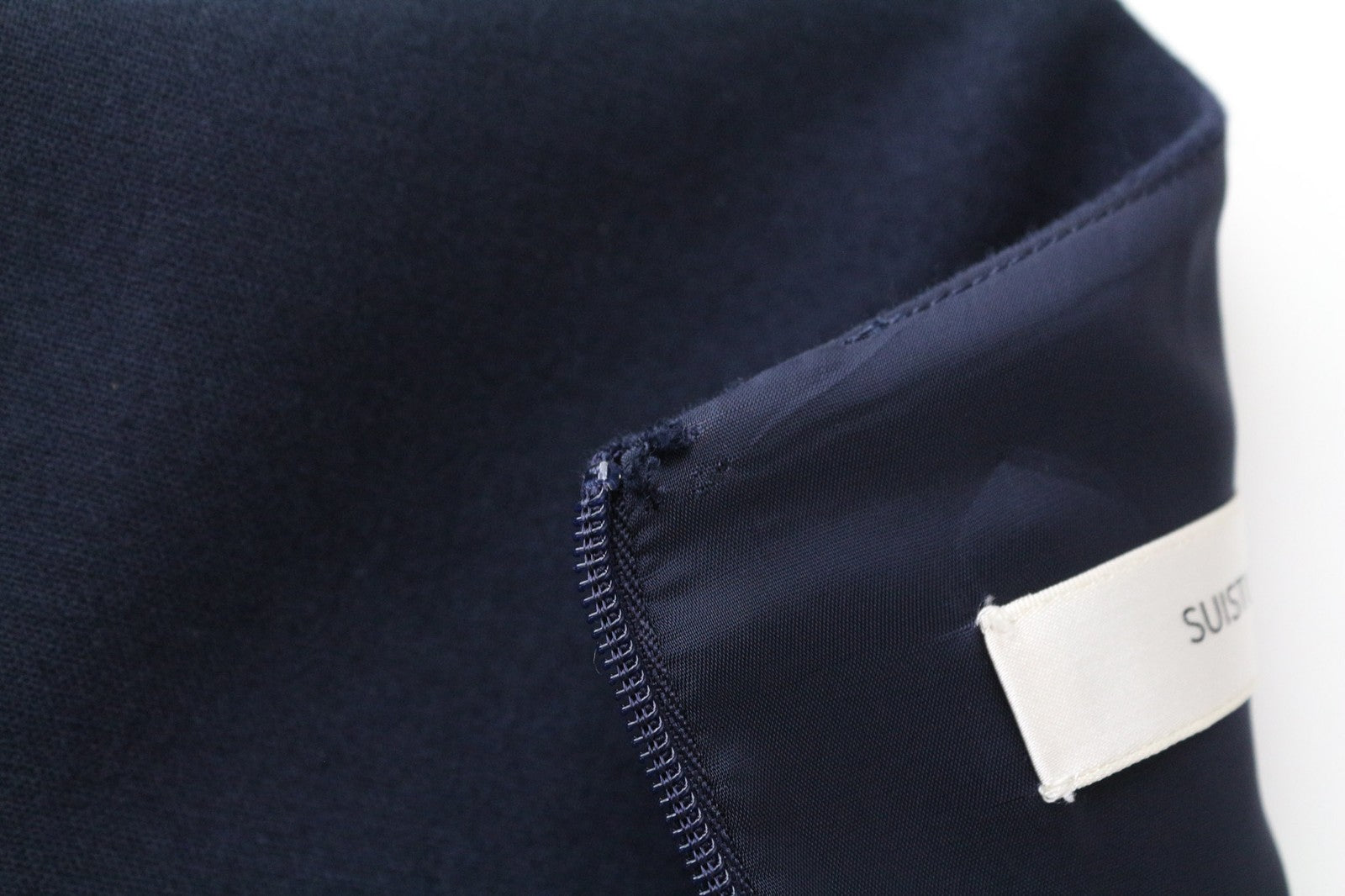 SUISTUDIO Camden moteriška suknelė UK14R tamsiai mėlyna vilnonė plona mini tunika oficiali klasika 