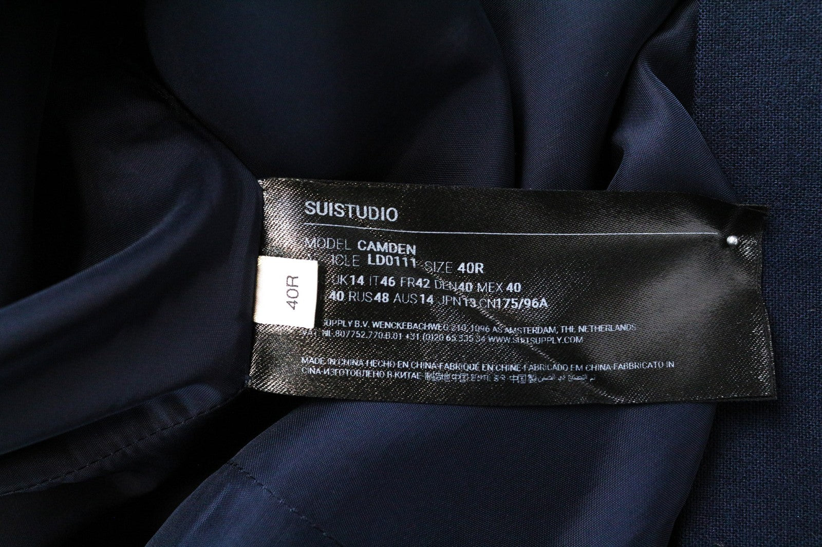 SUISTUDIO Camden moteriška suknelė UK14R tamsiai mėlyna vilnonė plona mini tunika oficiali klasika 