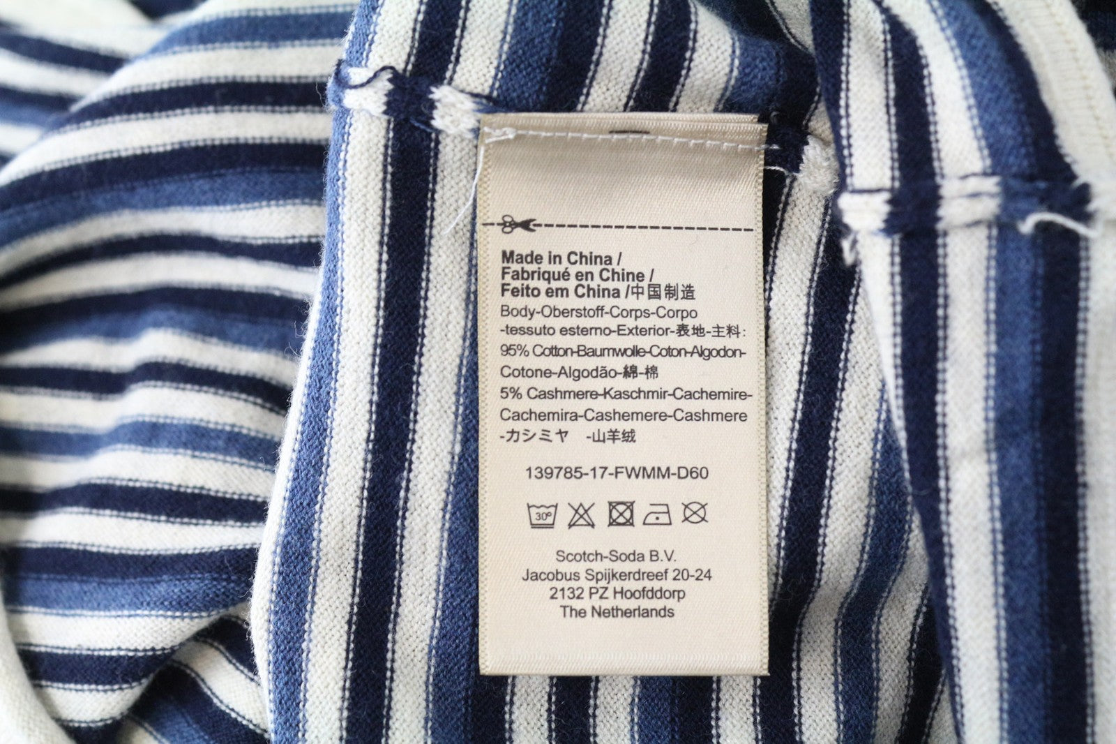 SCOTCH &amp; SODA Ams Couture vyriškas džemperis M mėlynas kašmyro medvilninis megztinis 