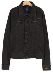 G-STAR Fender Slim Tailor Jkt moteriška striukė, XS, juoda, džinsinio audinio, tampri, su sagomis užsegama. 