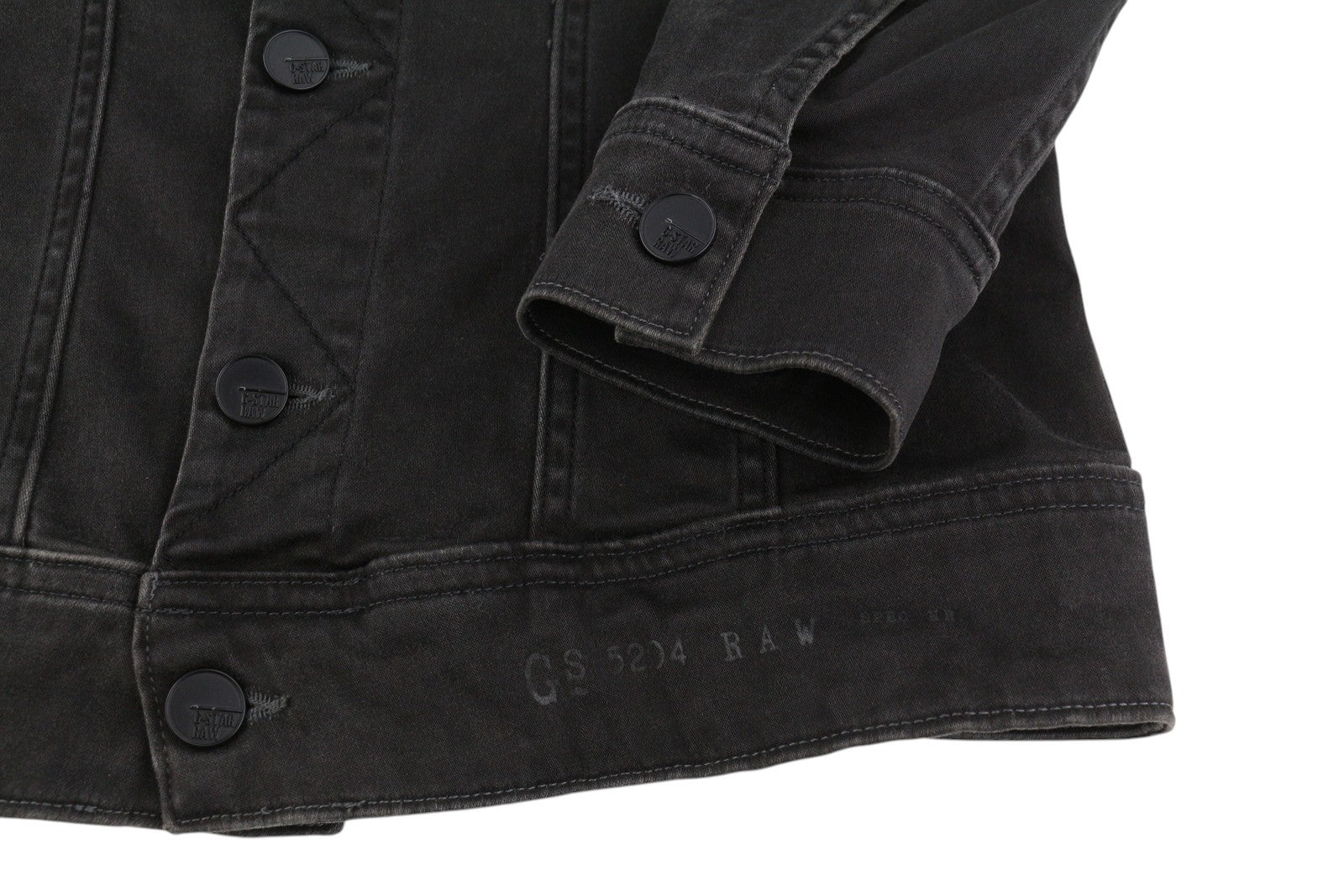 G-STAR Fender Slim Tailor Jkt moteriška striukė, XS, juoda, džinsinio audinio, tampri, su sagomis užsegama. 