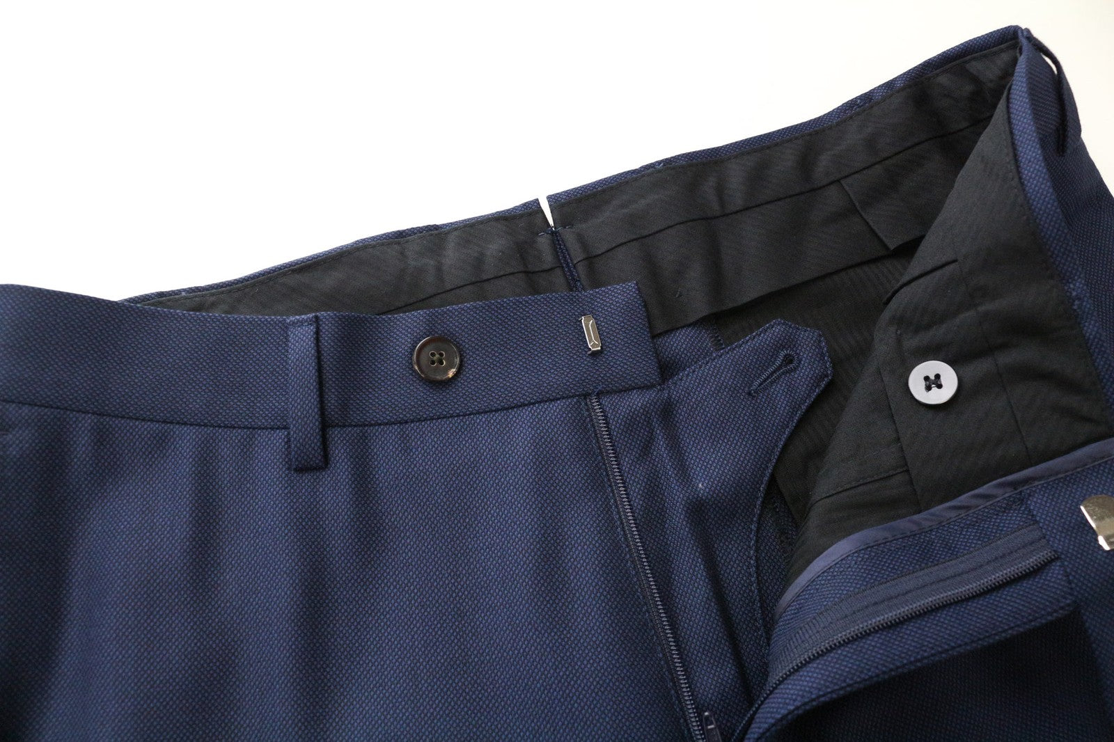 SUITSUPPLY Brescia Men's Trousers UK36S Blue Pure Wool Pleated Classic Front