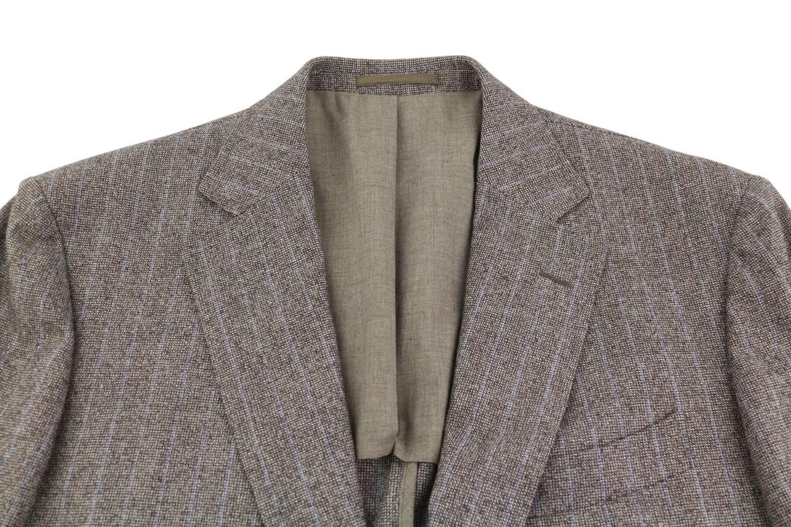 SUITSUPPLY vyriškas švarkas UK40L rudas grynos vilnos švarkas su pamušalu ir dryžuotais atvartais 