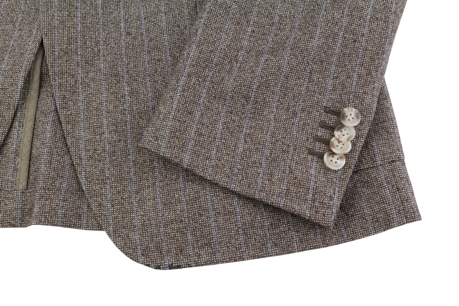 SUITSUPPLY vyriškas švarkas UK40L rudas grynos vilnos švarkas su pamušalu ir dryžuotais atvartais 