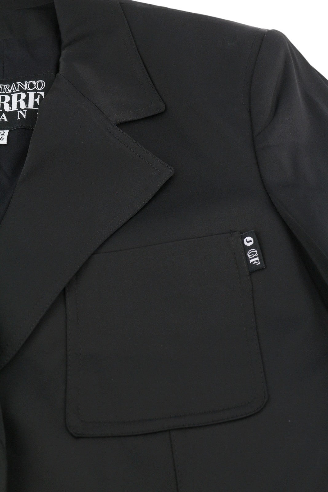 GIANFRANCO FERRE moteriškas švarkas 42 juodas su sagomis, išpjova, lengvas 