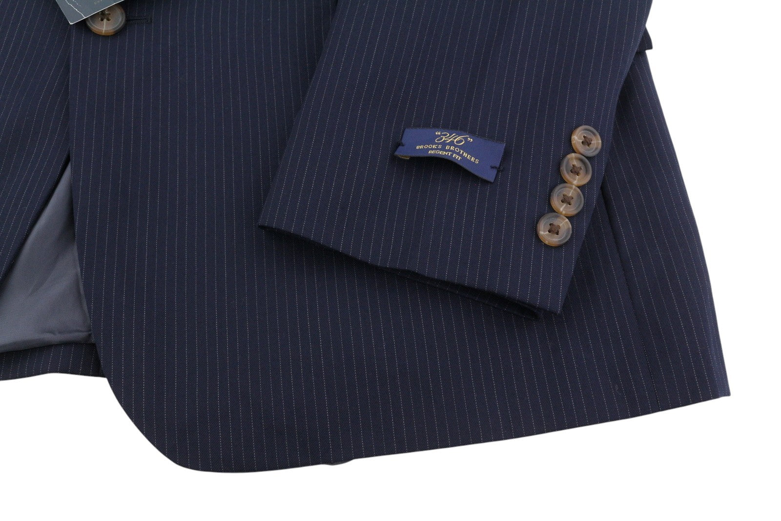 BROOKS BROTHERS 346 Regent Fit vyriškas švarkas, UK42, mėlynas vilnonis švarkas su dryžuota atlapo išpjova. 