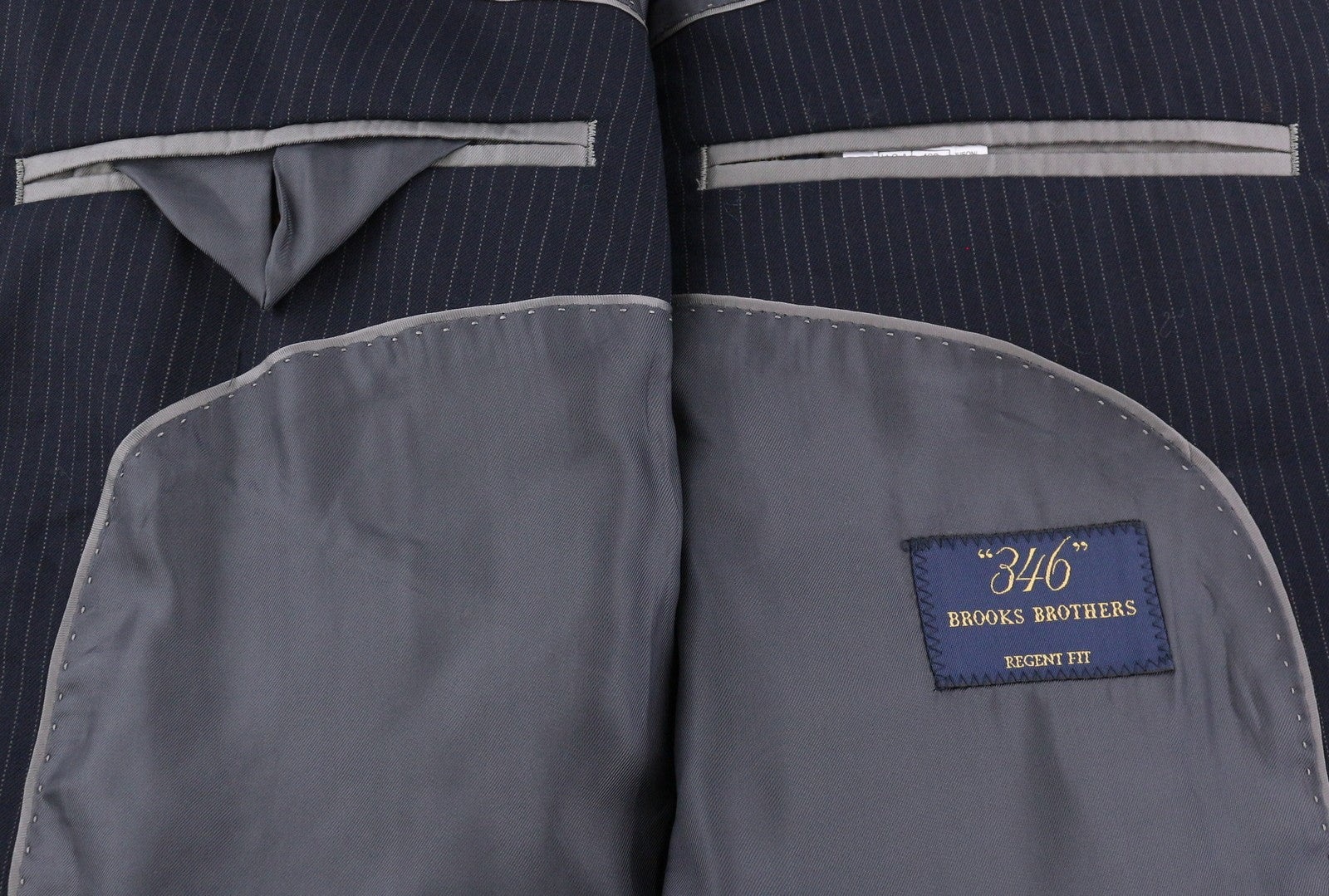 BROOKS BROTHERS 346 Regent Fit vyriškas švarkas, UK42, mėlynas vilnonis švarkas su dryžuota atlapo išpjova. 