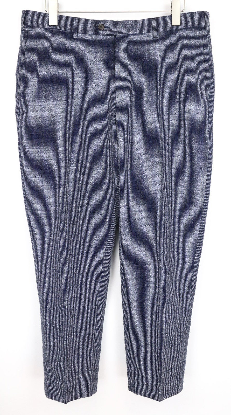 SUITSUPPLY Brescia Men's Trousers UK42L Blue Pattern Linen Silk Cotton Blend