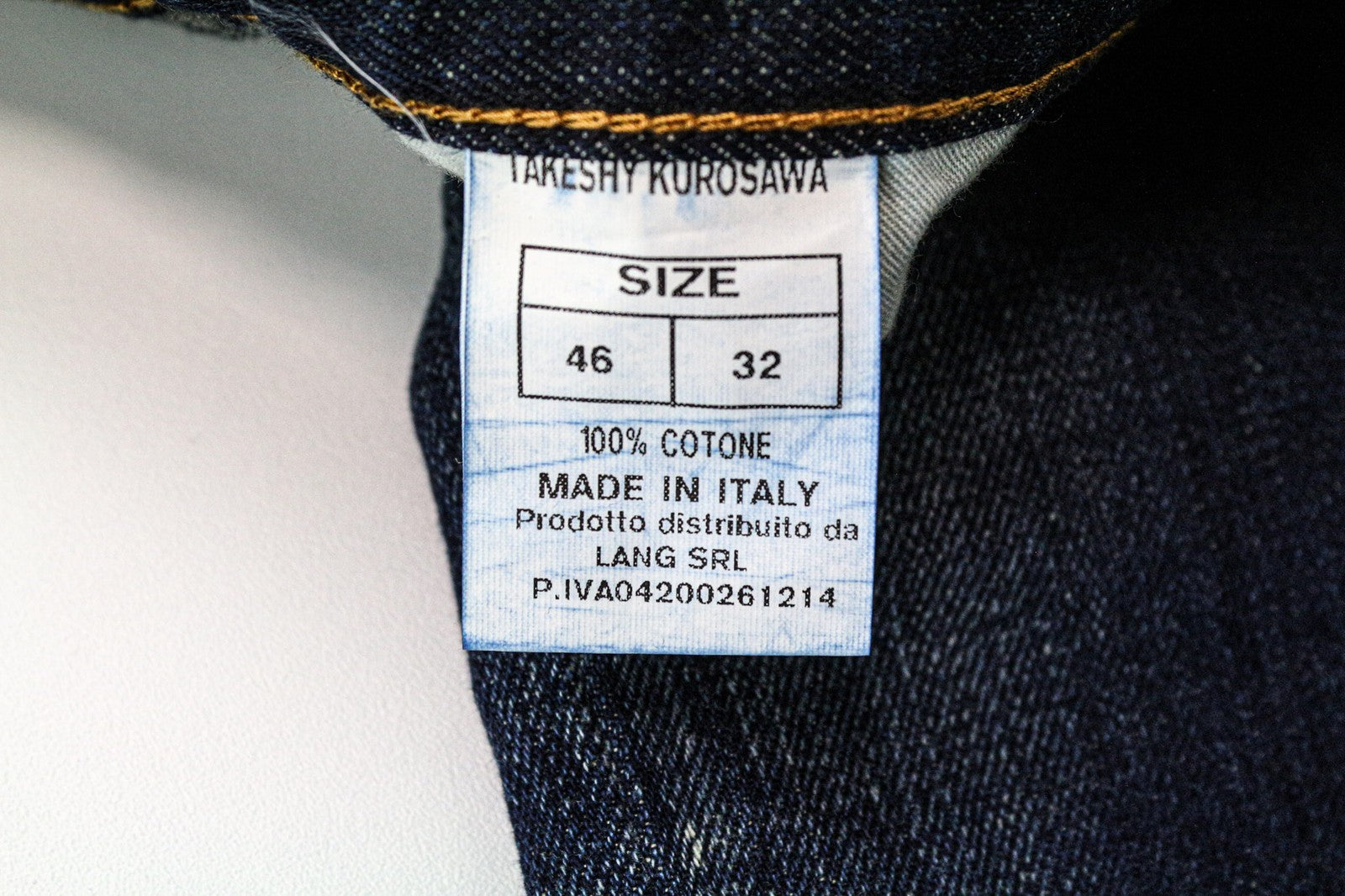 TAKESHY KUROSAWA vyriški džinsai W32 mėlyni, grynos medvilnės, dirbtinai sendinti, ploni, skalbti 