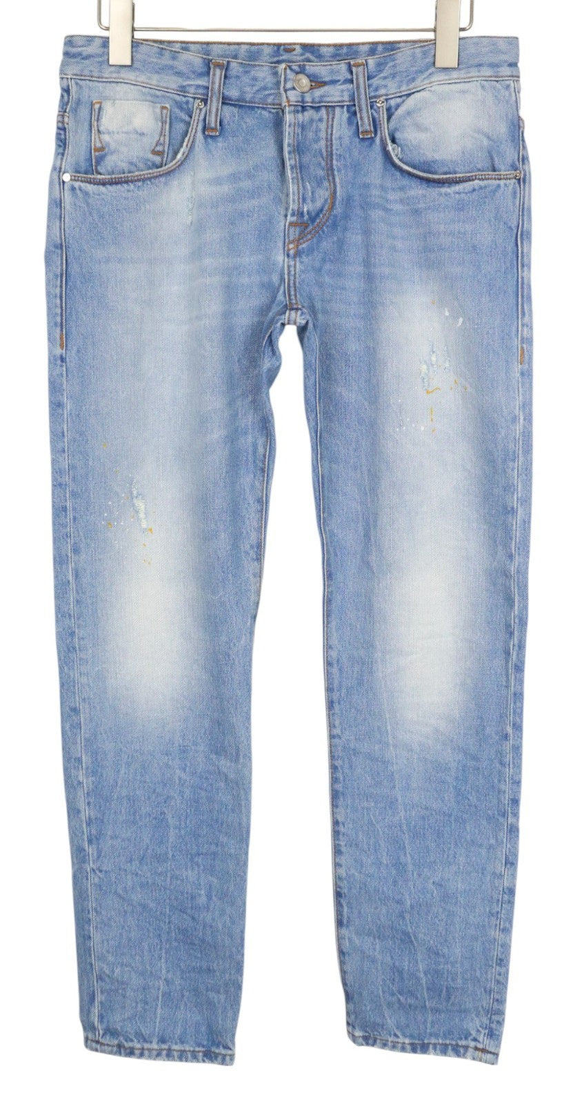 TAKESHY KUROSAWA vyriški džinsai W34 Slim Fit šviesiai mėlyni medvilniniai skalbti tiesūs