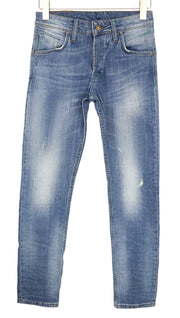 TAKESHY KUROSAWA Men's Jeans W30 Slim Fit Casual Blue Cotton Washed Stretch