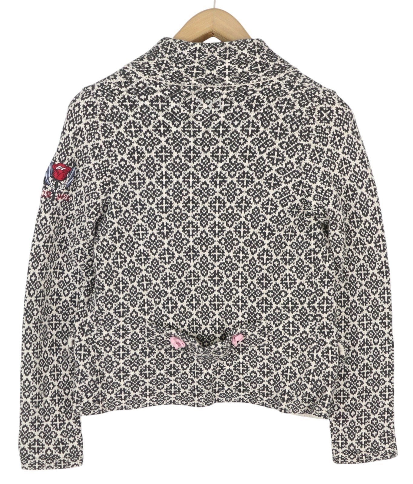 ODD MOLLY M214-233 Women Jumper XS Grey Patterned Cotton Knitted Logo Cardigan