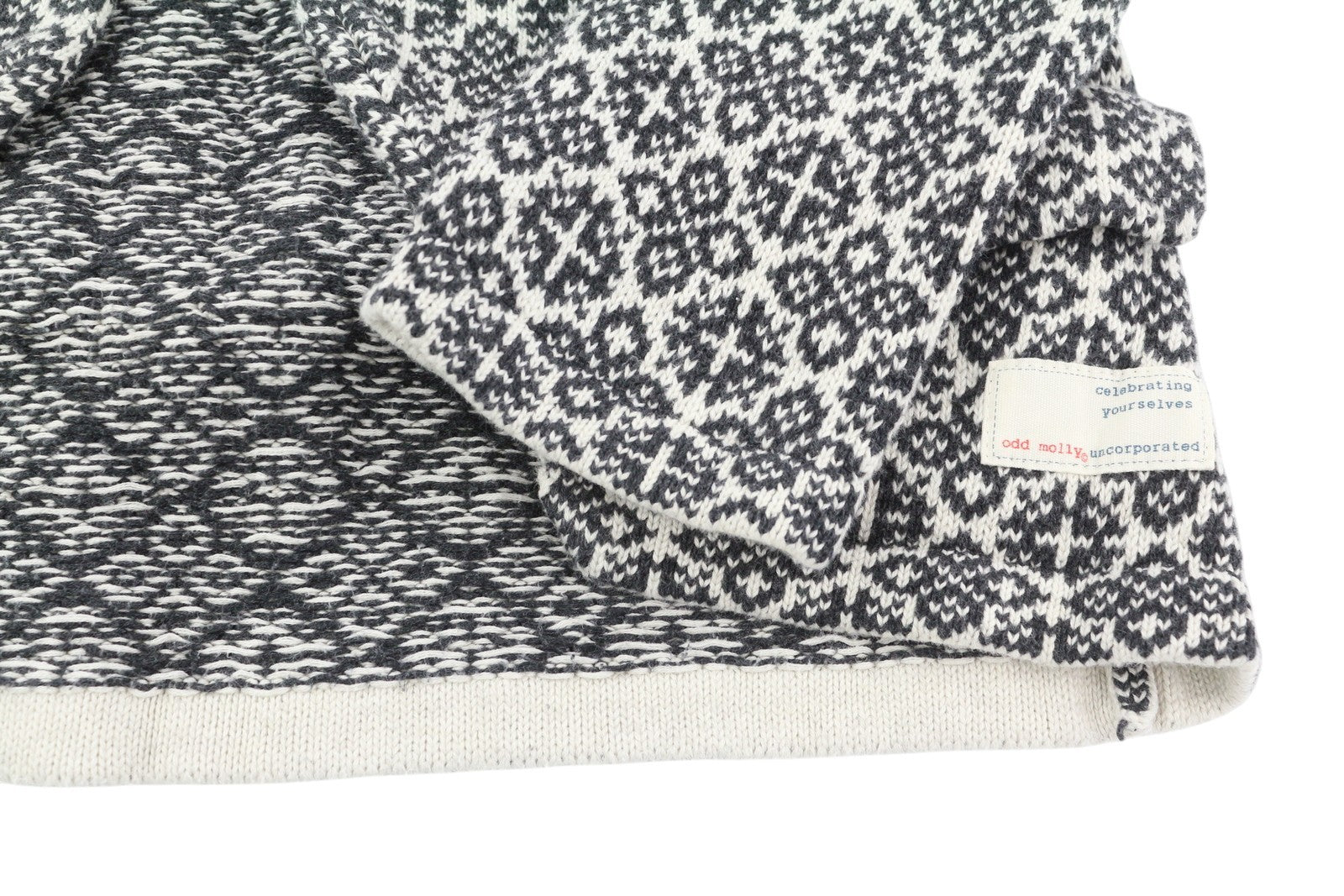 ODD MOLLY M214-233 Women Jumper XS Grey Patterned Cotton Knitted Logo Cardigan