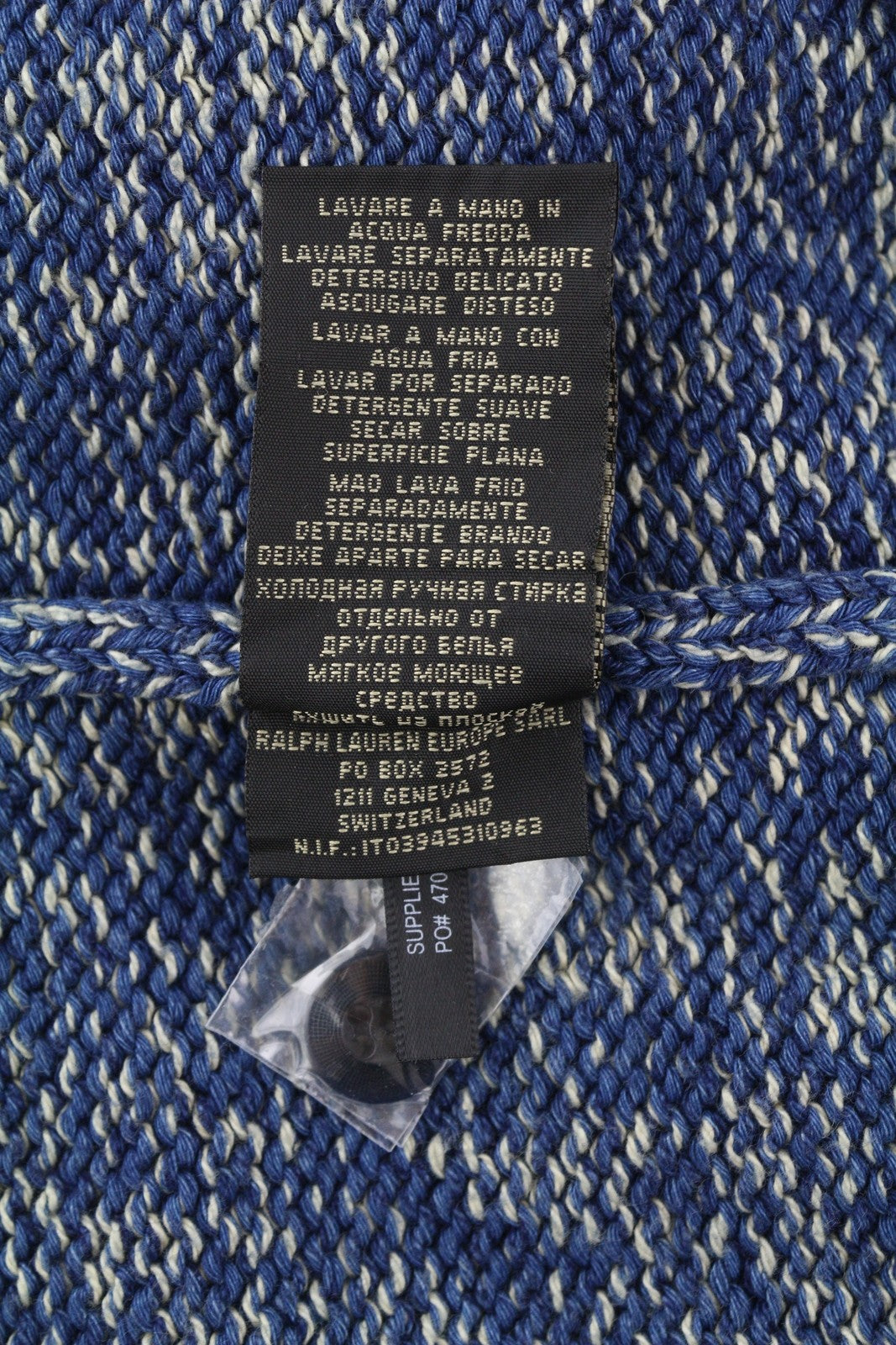 RRL RALPH LAUREN vyriškas megztinis S melanžo mėlynas megztas megztinis su skara ir kaklu bei kišenėmis 