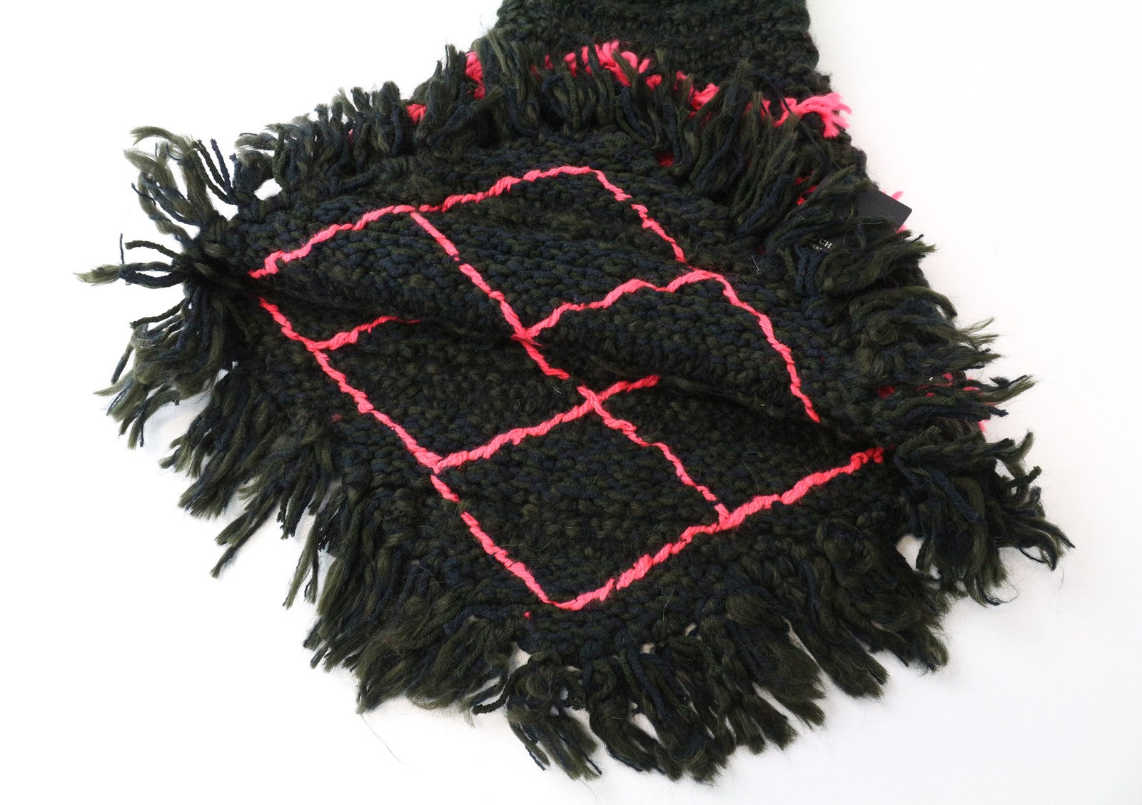 SCOTCH &amp; SODA moteriškas šalikas OS žalias unisex kaklaskarė su storais kutais ir raštuotais kraštais 