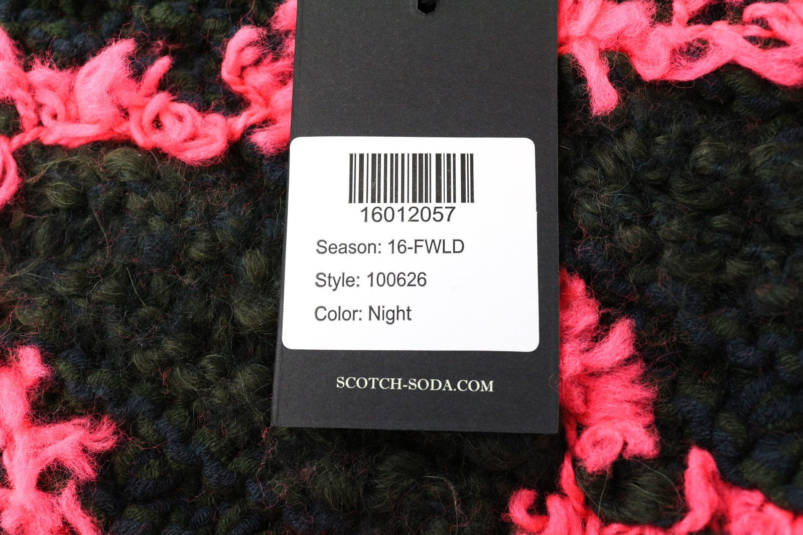 SCOTCH &amp; SODA moteriškas šalikas OS žalias unisex kaklaskarė su storais kutais ir raštuotais kraštais 