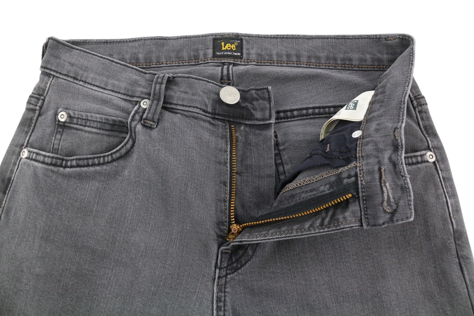 LEE Rider Men Jeans W29/L34 Grey Fade Effect Washed Slim Fit Zip Fly Logo Denim