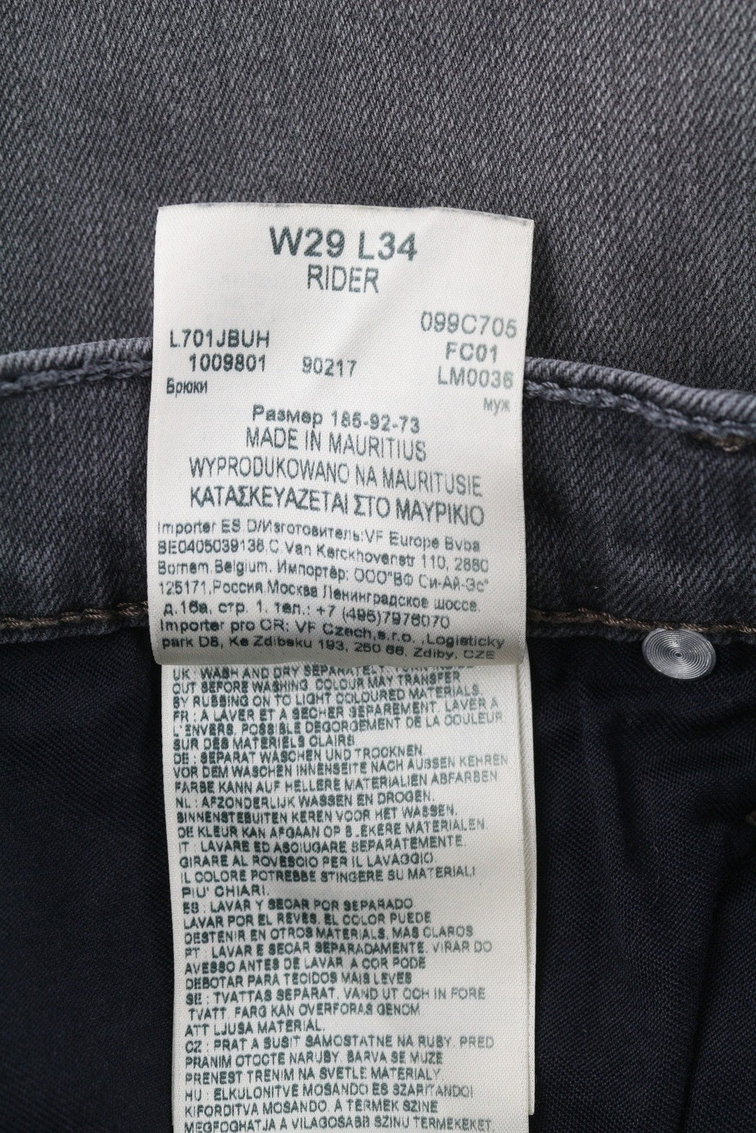 LEE Rider Men Jeans W29/L34 Grey Fade Effect Washed Slim Fit Zip Fly Logo Denim