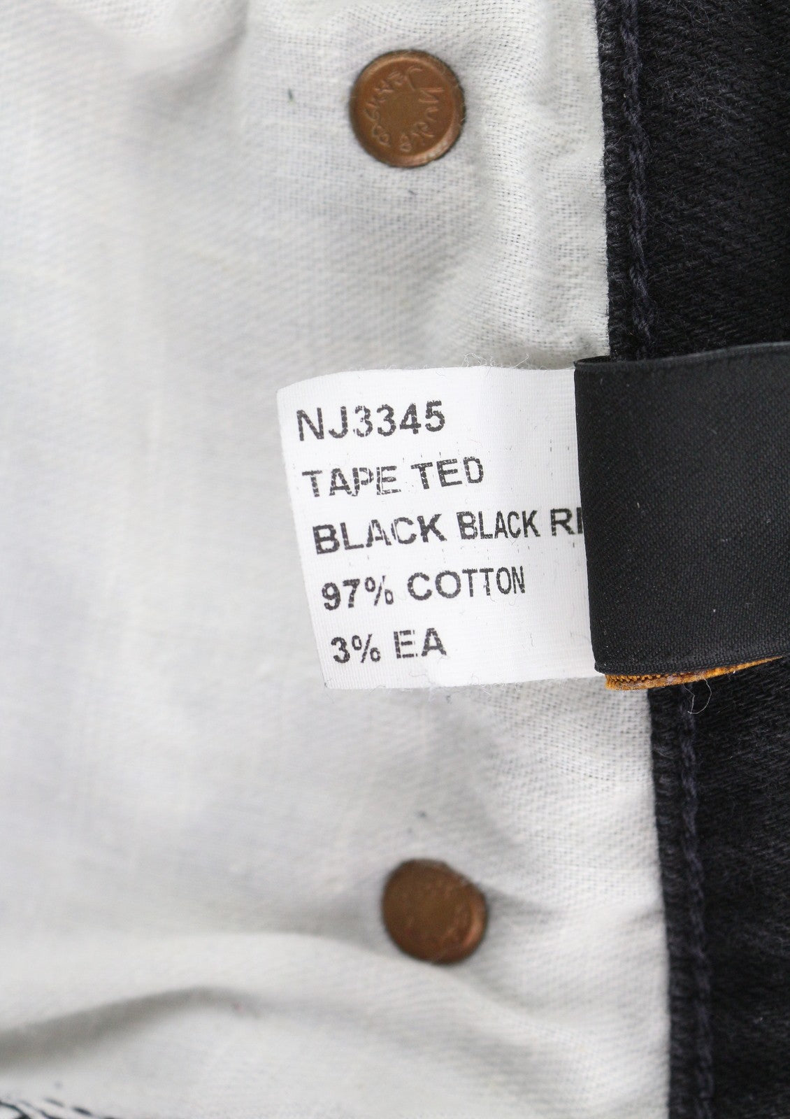 NUDIE JEANS Tape Ted Black Black Ring Men Jeans W31/L32 Skinny Fit Zip Fly Denim