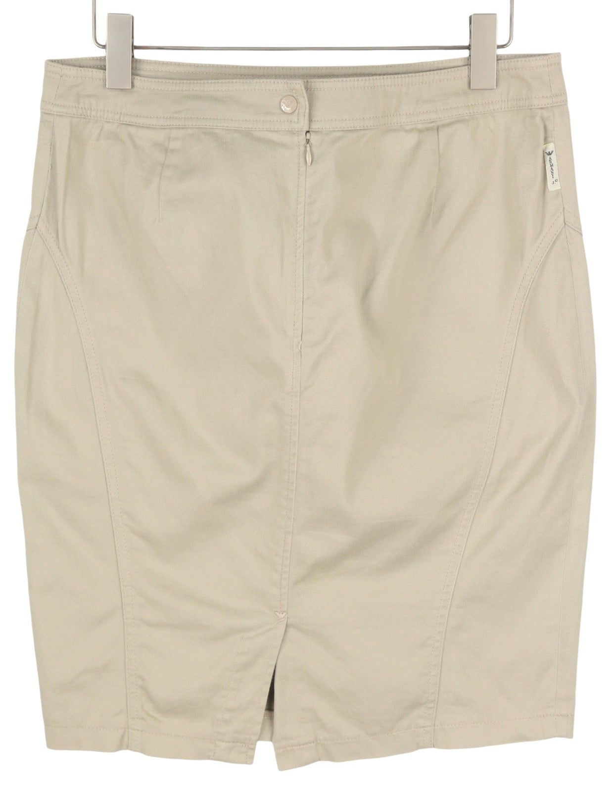 ARMANI JEANS moteriškas sijonas, 46 dydis, smėlio spalvos, su užtrauktuku, be pamušalo, pieštuko formos, mini sijonas 