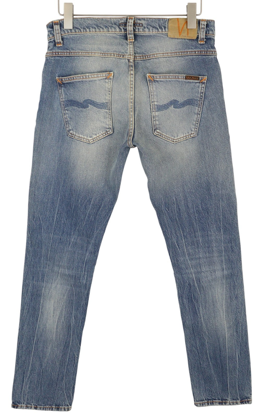 NUDIE JEANS Grim Tim Worn Blues Men Jeans W31/L32 Blue Faded Ripped Distress